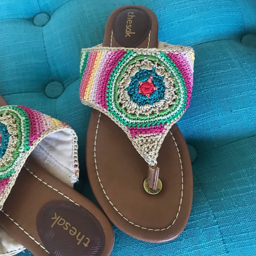 The Sak Crochet Shana Thong Sandals, Sz 9.5